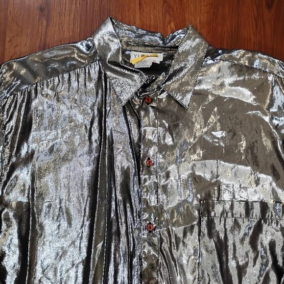 Year Of Other - Vintage Year Of Silver Metallic Long Sleeve Button Shirt